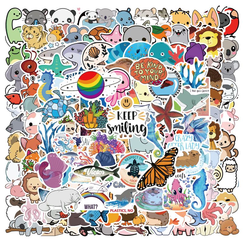 Photo 1 of 400PCS Cool Stickers for Water Bottles,Drek Crek Cute Water Bottles Stickers Animal Dinosaur Nature Sunflower Horse Cow Dog,Aesthetic Vinyl Laptop Stickers Decals Waterproof for Teens KidsTeacher