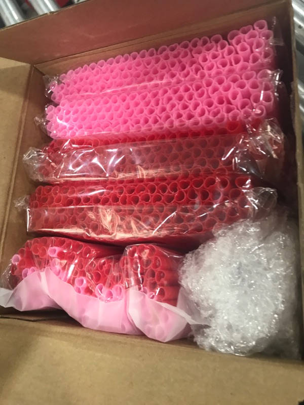 Photo 2 of Tioncy 500 Pcs Heart Shaped Red and Pink Plastic Straws 9 Inch Disposable Cute Cocktail Coffee Milk Drinking Straws for Valentine Mother's Day Birthday Summer Party Bridal Shower Wedding Supplies