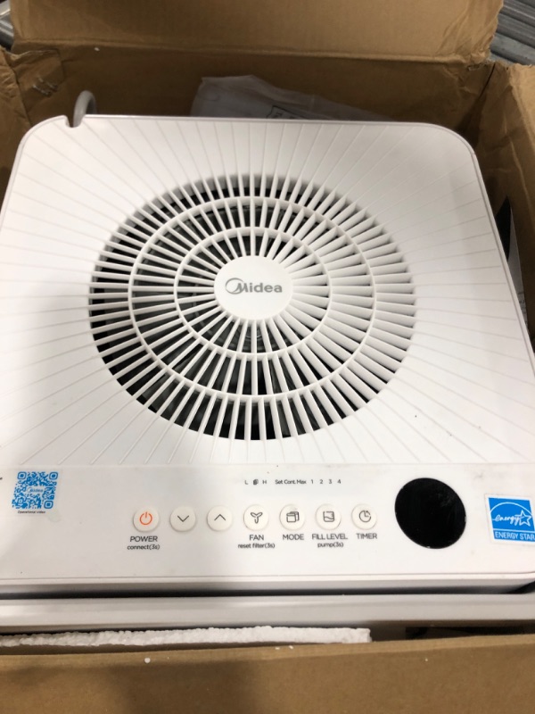 Photo 2 of Midea Cube 50 Pint Dehumidifier for Basement and Rooms at Home for up to 4,500 Sq. Ft., Built-in Pump, Drain Hose Included, Smart Control, Works with Alexa (White), ENERGY STAR Most Efficient 2022 Cube 4,500 Sq. Ft. with Pump
