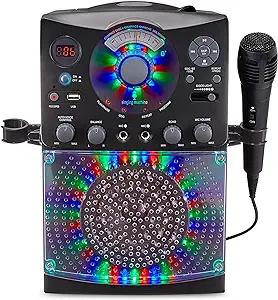 Photo 1 of Singing Machine SML385UBK Bluetooth Karaoke System with LED Disco Lights, CD+G, USB, and Microphone, Karaoke Machine for Kids and Adults, Black [Amazon Exclusive] Black Digital