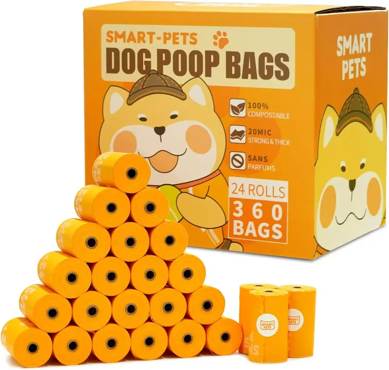 Photo 1 of 100% Certified Home Compostable Dog Poop Bags - EN 13432 Compliant Dog Waste Bags -360 Bags- 24x Rolls of Plant Based Compostable Poop Bags -Thick Doggie Poop Bags?Orange?