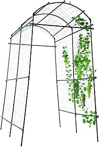 Photo 1 of Lalahoni Garden Arch Trellis for Climbing Plants Outdoor - 7 ft Tall Arbor Large Tunnel Trellis, Metal Plant Support Archway for Climbing Vine Vegetables/Fruits/Flowers Yard Lawn - Lightweight, Black