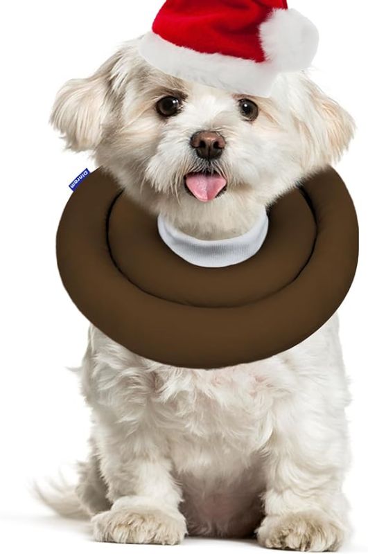 Photo 1 of Soft Dog Cone for Recovery, Adjustable Pet Cone Alternative, Comfy Elizabethan Collar for Small Dogs and Cats After Surgery, Chocolate, S
