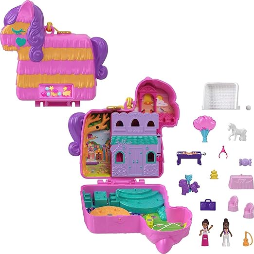 Photo 1 of Polly Pocket Compact Playset, Pinata Party with 2 Micro Dolls & Accessories, Travel Toys with Surprise Reveals