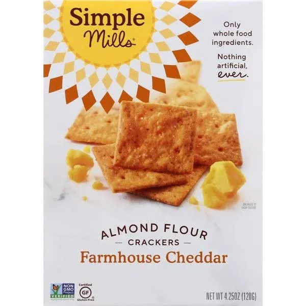 Photo 1 of Simple Mills Crackers, Almond Flour, Farmhouse Cheddar - 4.25 oz 2 PACK EXP 9/2/2024