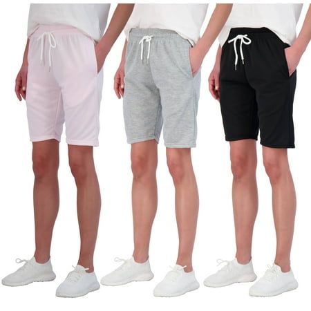 Photo 1 of Real Essentials 3 Pack: Womens Cotton French Terry 9 Bermuda Short Pockets-Casual Lounge Athletic (Available in Plus)
2XL
