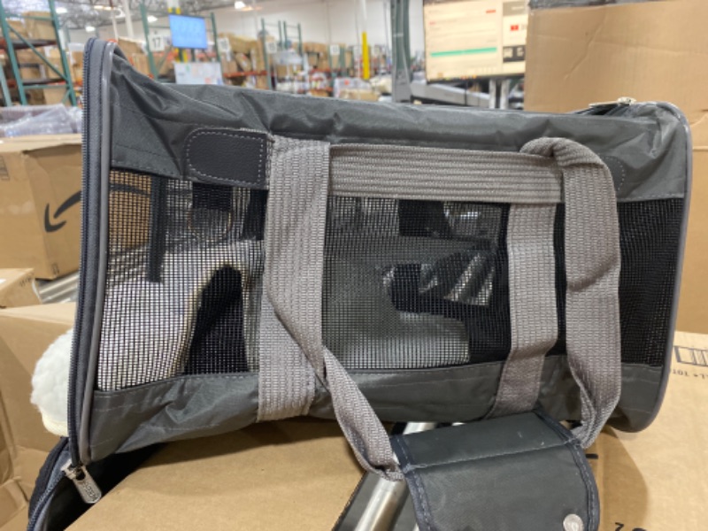 Photo 2 of Sherpa Original Deluxe Travel Pet Carrier, Airline Approved - Charcoal Gray, Large Original Deluxe Carrier 19.0"L x 11.5"W x 11.8"H Charcoal
