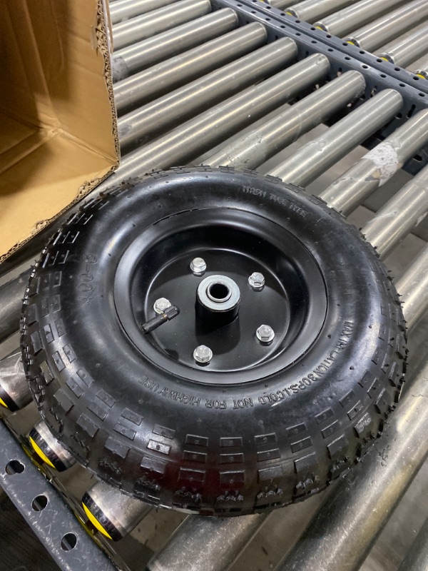 Photo 2 of 13 Inch 2 PCS Rubber Pneumatic Replacement Tires and Wheels 4.00-6 with 5/8'' Axle Bore Hole, Anti-slip Inflated Air Wheel for Wheelbarrow/Garden Utility Wagon/Hand Truck/Trolley/Garden Scooter etc. 13x400-6Air-bigF-2packs