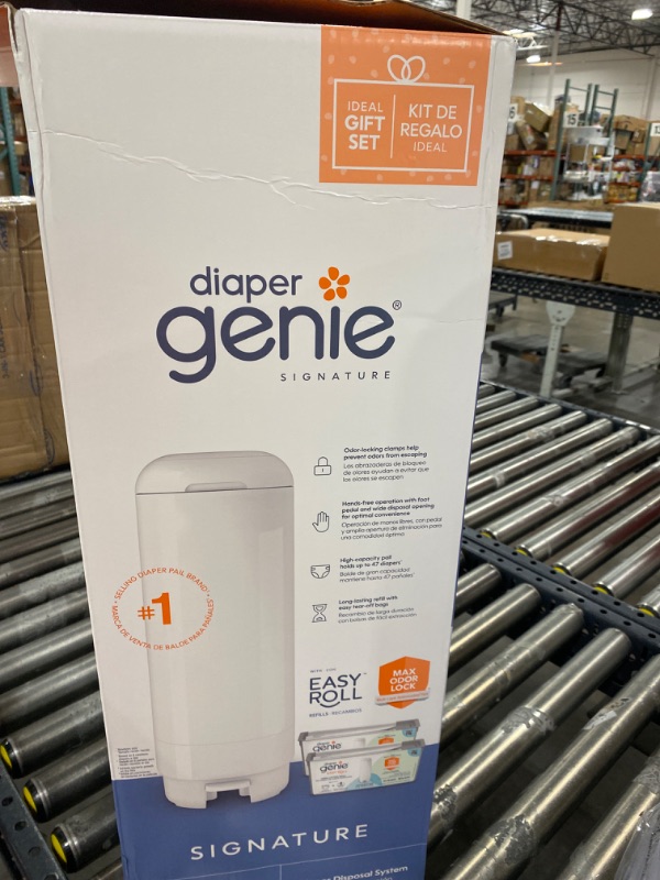 Photo 1 of Diaper Genie Signature Gift Set Pail with 48 Bags White