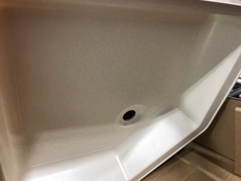 Photo 3 of Lippert Replacement Corner Shower Pan with Center Drain for RVs, Travel Trailers, 5th Wheels and Motorhomes Parchment