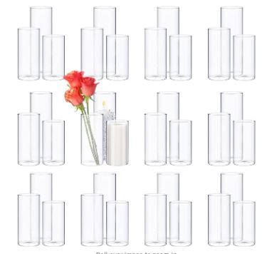 Photo 1 of Didaey Glass Cylinder Vases Clear Glass Flowers Vase Decorative Floating Candles Holders Table Centerpieces for Wedding Party, Event, Home Office Decor (36 Pcs,2.5 x 5 in, 2.5 x 6 in, 2.5 x 8 in) 