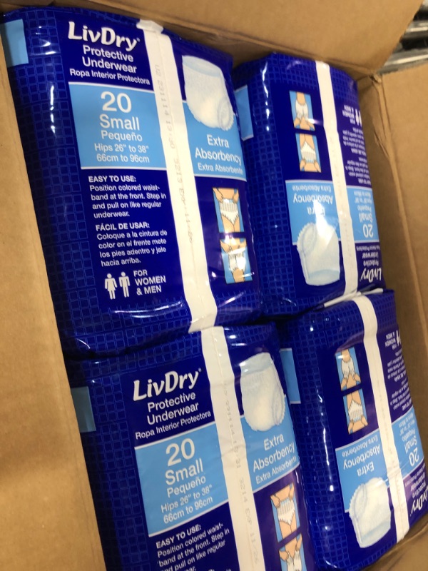 Photo 2 of LivDry Adult Incontinence Underwear, Extra Absorbency Adult Diapers, Leak Protection, Small, 80-Pack Small (80 Count)