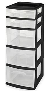 Photo 1 of Homz Plastic 5 Clear Drawer Medium Home Organization Storage Container Tower with 3 Large Drawers and 2 Small Drawers, Black Frame Black Frame/Clear Drawers 5 Drawers (Set of 1)