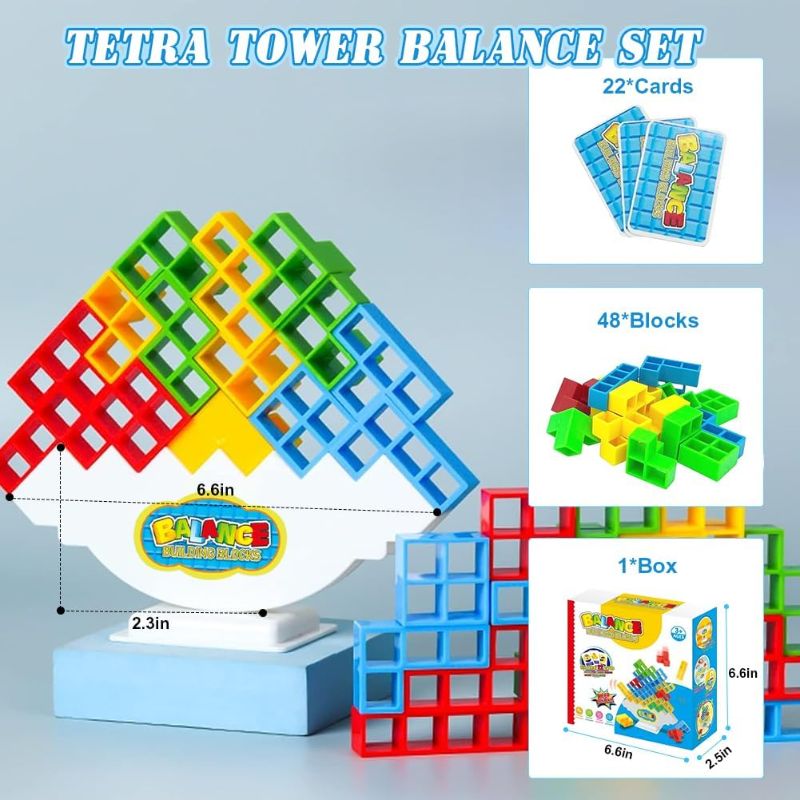 Photo 1 of Tetra Tower Balance Stacking Blocks Game?48Pcs Stacking Team Building Blocks Board Game for Kids & Adult, Perfect Family Game Party Team Building Games Toy

