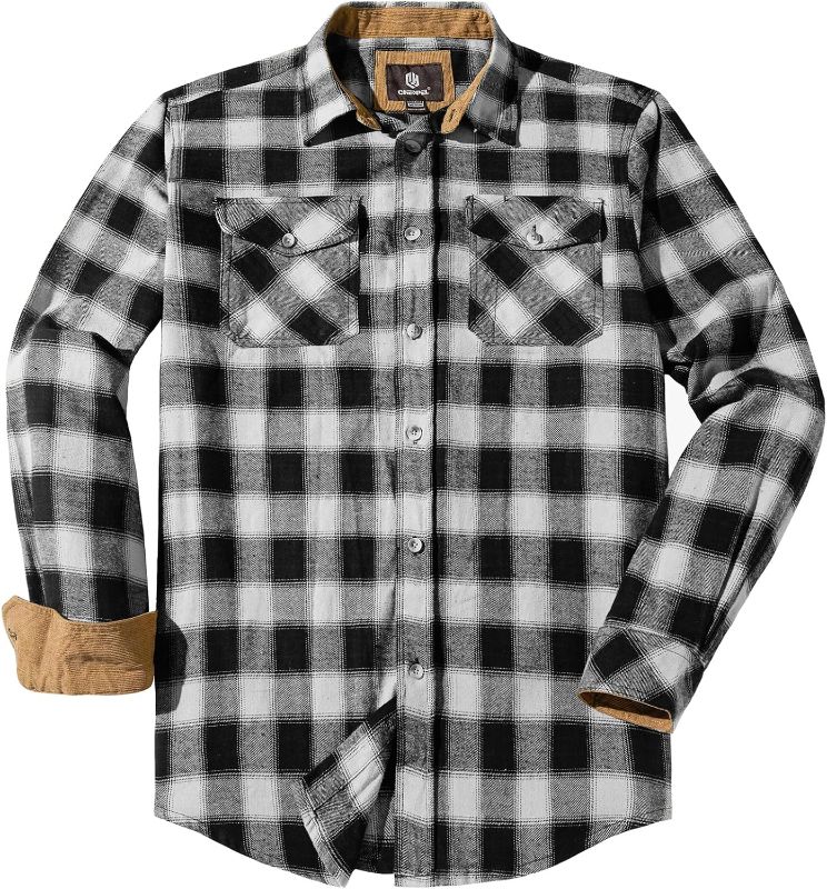 Photo 1 of CHEXPEL Men's Flannel - Shirt - Plaid - Shirts Long Sleeve 100% Cotton Casual Button Down Shirt Men with Pockets XL