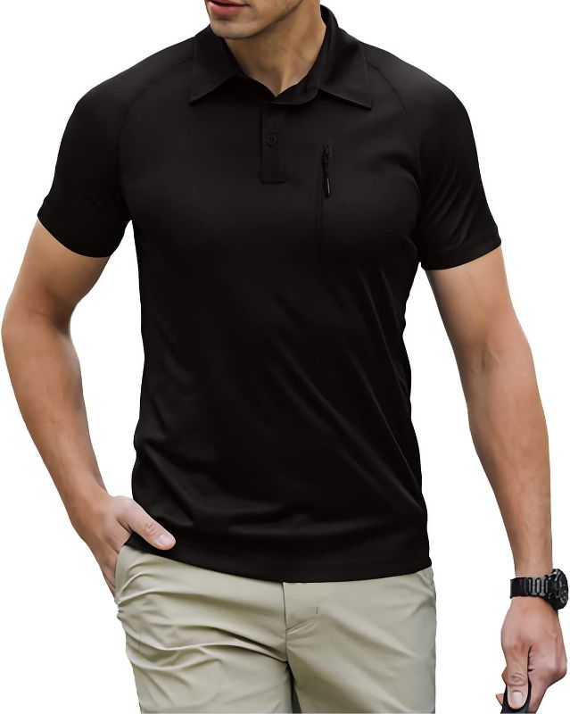 Photo 1 of Polo Shirts for Men - Short Sleeve Tactical Shirts Cotton Pique Jersey Golf Shirt