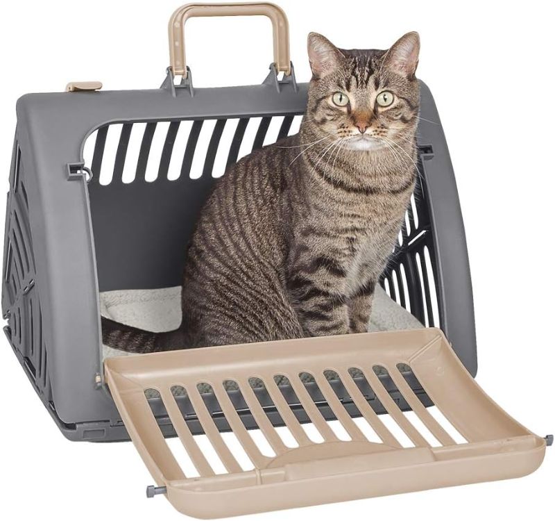 Photo 1 of SportPet Designs Foldable Travel Cat Carrier - Front Door Plastic Collapsible Carrier Collection, Waterproof Bed
