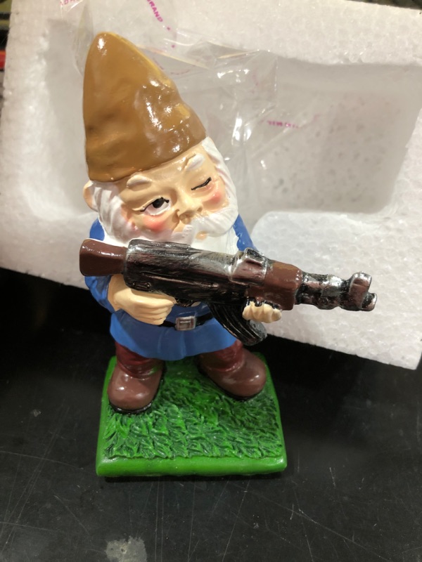 Photo 2 of Military Garden Gnomes with Guns Funny Army Gnomes Outdoor Statues Naughty Desktop Indoor Outdoor Lawn Yard Decorations (E)