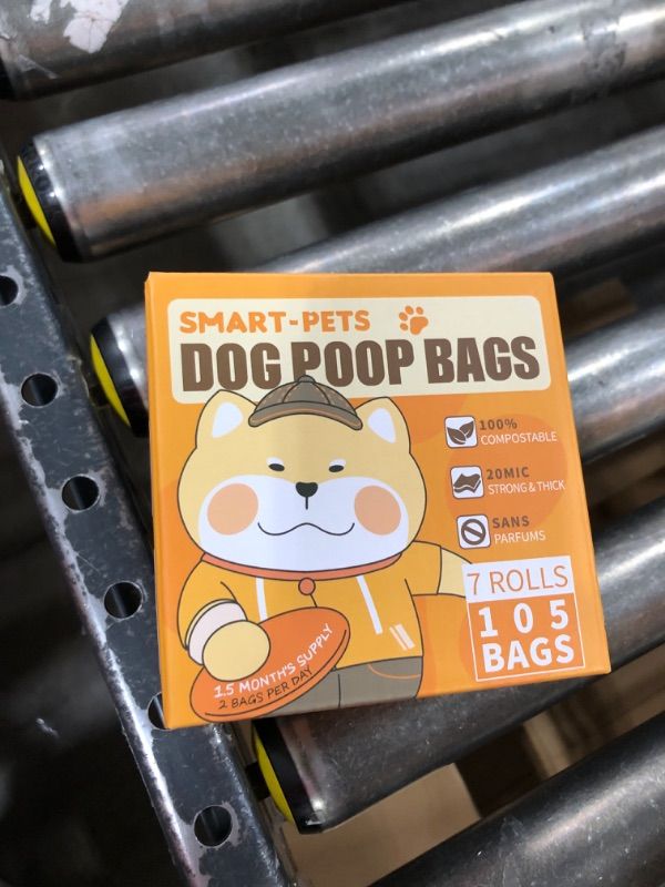 Photo 2 of 100% Certified Home Compostable Dog Poop Bags - EN 13432 Compliant Dog Waste Bags -105 Bags- 7 x Rolls of Plant Based Compostable Poop Bags -Includes A Dispenser-Thick Doggie Poop Bags?Orange?