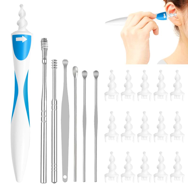 Photo 1 of 7 in 1 Ear Wax Removal Tool, Q-Grips Ear Wax Remover, Professional Removal of Oily Earwax, Reusable and Washable with 16 Replacement Soft Silicone Tips, Ear Wax Removal Kit for Adults and Kids