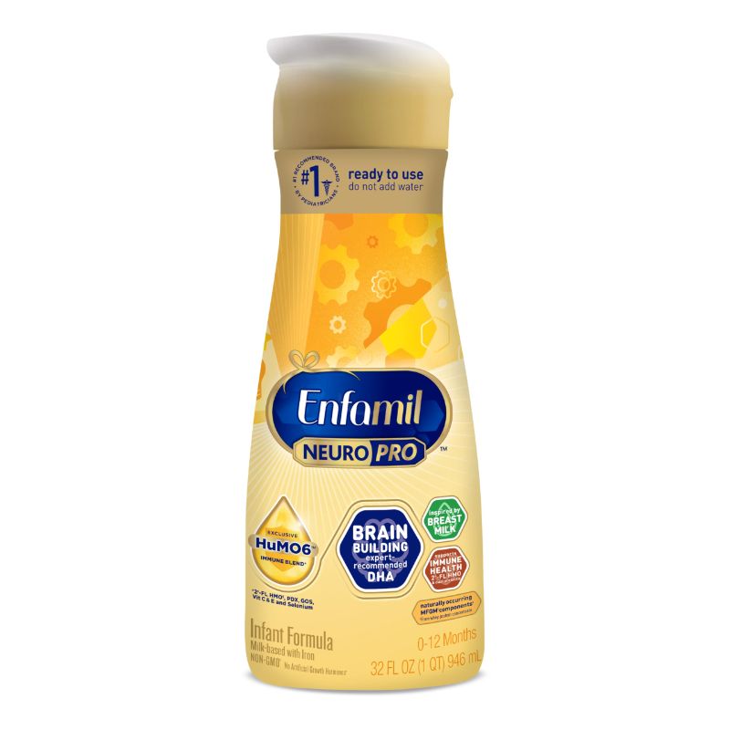 Photo 1 of Enfamil NeuroPro Baby Formula, MFGM* 5-Year Benefit, Expert-Recommended Brain-Building Omega-3 DHA, Exclusive Immune Supporting HuMO6 Blend, Ready-to-Feed Infant Formula, Liquid, 32 Fl Oz 32 Fl Oz (Pack of 1) EXP 11/01/2024