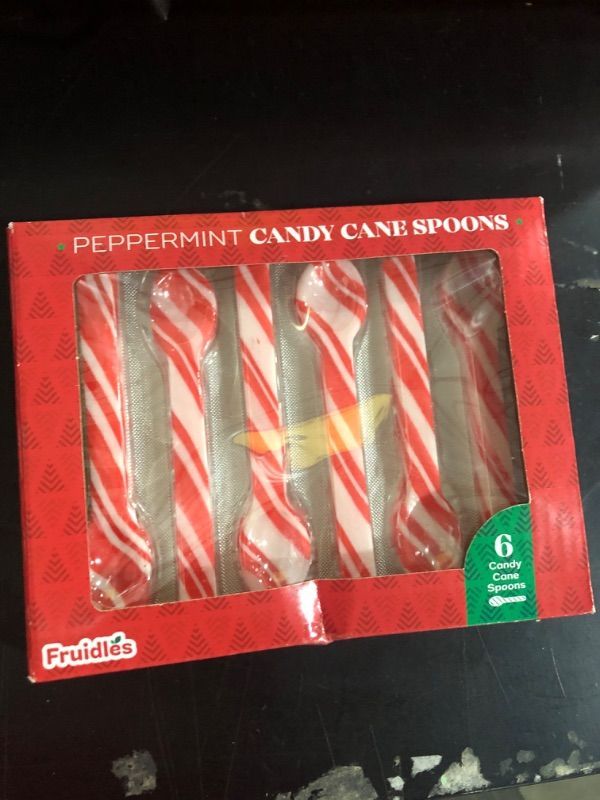 Photo 2 of Fruidles Christmas Candy Canes Spoons Suckers, Peppermint Flavor in Box, 6-Pack
