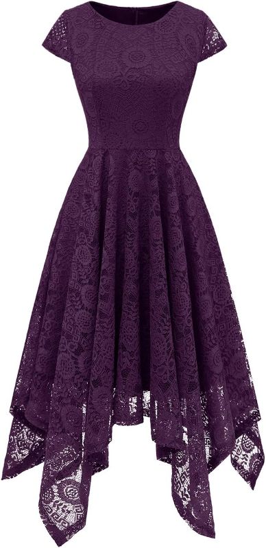 Photo 1 of BeryLove Women's Floral Lace Short Bridesmaid Dress Cap-Sleeve Wedding Formal Party Dress 2XL