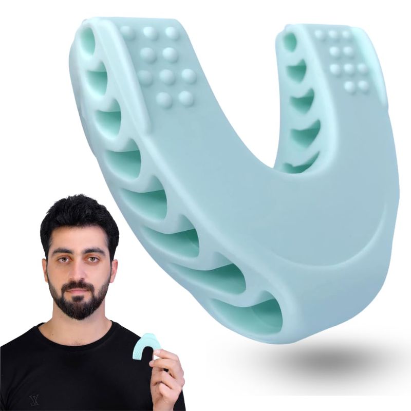 Photo 1 of Jaw Exerciser - 50lbs Jawline Exerciser Made from Food-Grade Silicone, Targets Jaw line Muscles, BPA Free, Men and Women (Light Blue)
