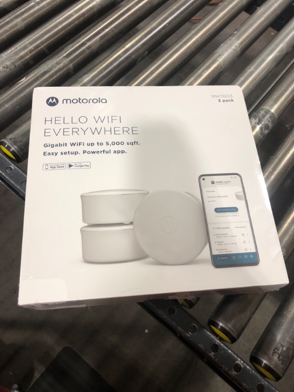 Photo 2 of Motorola MH7603 | WiFi 6 Router + Intelligent Mesh System | 3-Pack | Easy Setup, Security, Adblocking & Parental Controls with The Motosync app | AX1800 WiFi Three Pack