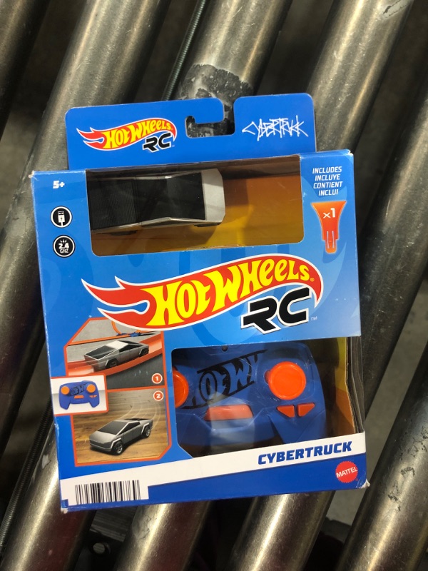 Photo 2 of Hot Wheels RC 1:64 Scale Rechargeable Radio-Controlled Racing Cars For On- Or Off-Track Play, Includes Car, Controller & Adapter For Kids 5 Years Old & Up Tesla Cybertruck