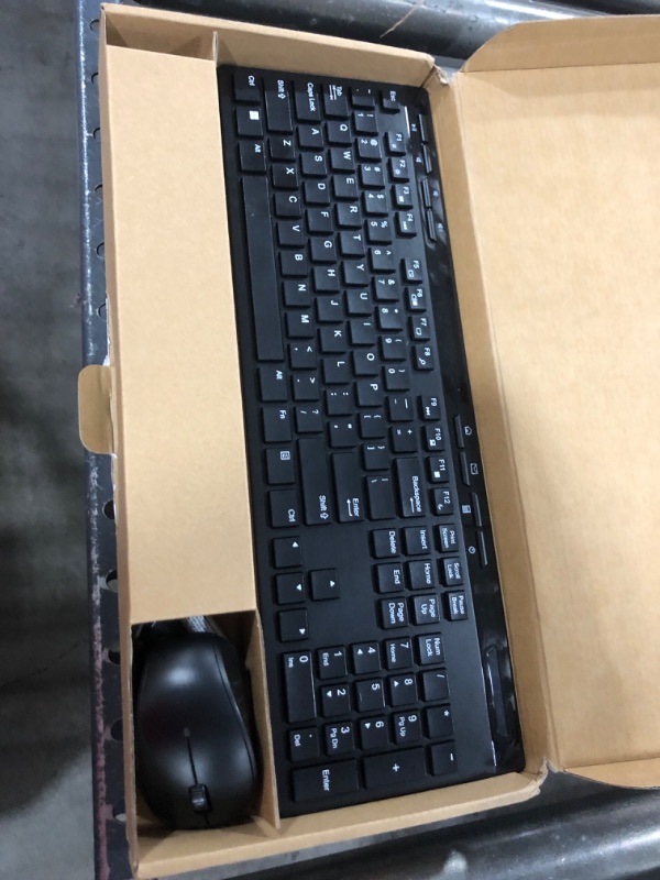 Photo 2 of Amazon Basics Full-Sized Wireless Keyboard & Mouse Combo, 2.4 GHz USB Receiver, QWERTY Layout, Black