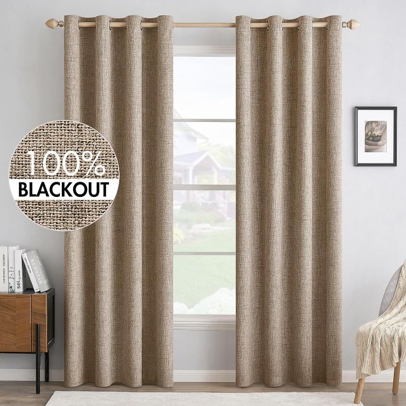 Photo 1 of Bedroom Solid Thermal Insulated Copper Brown Grommet Room Darkening Curtains & Drapes Luxury Decor for Living Room Nursery 52 x 96 Inch (2 Panels)