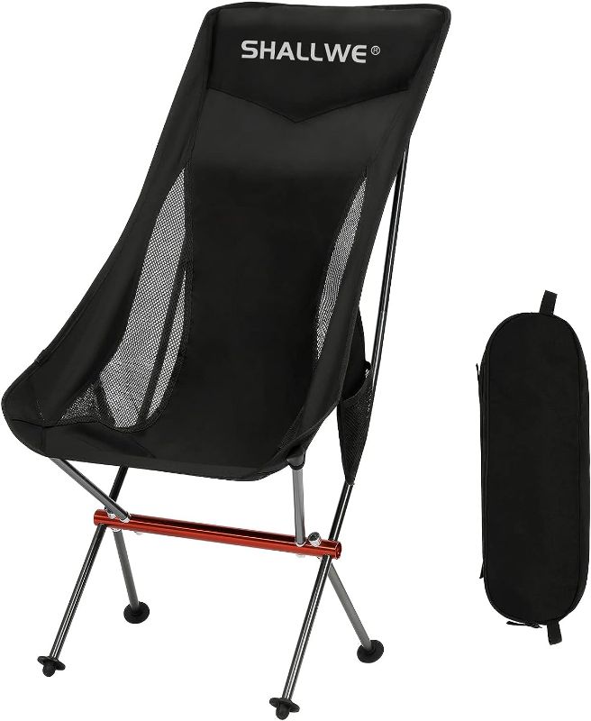 Photo 1 of Ultralight High Back Folding Camping Chair, Upgraded All Aluminum Structure, Built-in Pillow, Side Pocket & Carry Bag, Compact & Heavy Duty for Outdoor Backpacking(Pitch-Dark)
