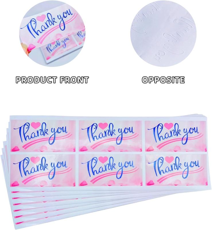 Photo 1 of Thank You Stickers Self-Adhesive Waterproof 180 PCS Holography Thank You Labels for Small Envelope Gift Packaging 3.15 in×1.7in