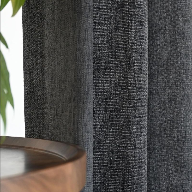 Photo 1 of Linen Blackout Curtains for Bedroom Black Out Curtains/Drapes for Living Room 84 Inches Long Grommets Thermal Insulated Room Darking Curtains(42" W x 84" L, Dark Grey, 2 Panels)