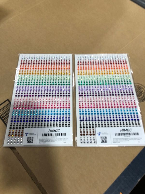 Photo 1 of 2 Pack -Self-Adhesive Rhinestone Stickers,15 Colors 900pcs,DIY Face Gems Body Stickers Nail Makeup 3mm 4mm 5mm Festival Carnival Embellishments for Crafts