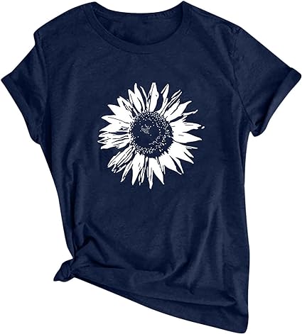 Photo 1 of Dandelion Shirt for Women,Summer Short Sleeve T Shirts Sunflower Graphic Tees Casual Slim Fit Round Neck Basic Tops Size L 