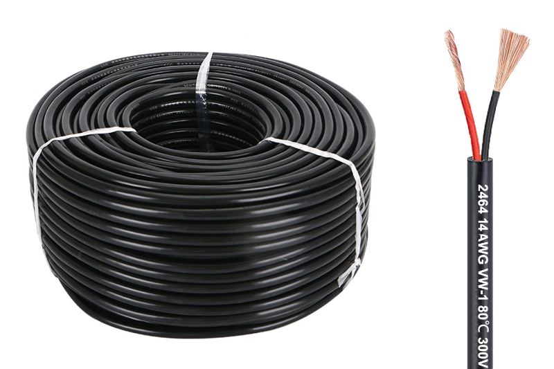 Photo 1 of 32 Feet 14/2 Core 14 AWG 2 Conductor Copper Electronic Electrical Landscape Wire Stranded PVC Waterproof Insulated Cable 5V 9V 12V 24V 120V 240V Two Cord for LED Lamp Automotive Outdoor