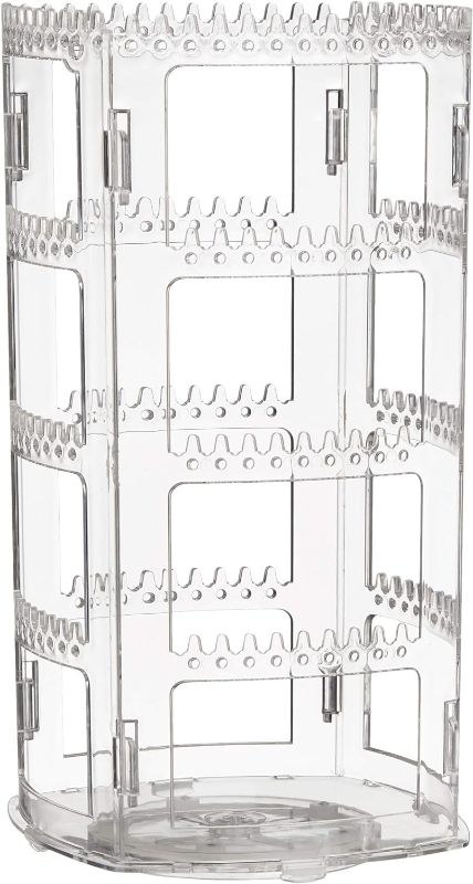 Photo 1 of Acrylic Jewelry Organizer Holder,360 Rotating Earring Holder and Jewelry Stand, Clear Necklace Rack Holder, 4 Tiers Jewelry Display Holder for Bangles, Necklaces, Bracelet, Rings, Earrings, and Watch