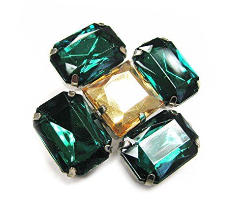 Photo 1 of Linpeng Multi-Purpose Flower Shape Acrylic Jewel Stone Pin Brooch-FSBR-12-Green, Green