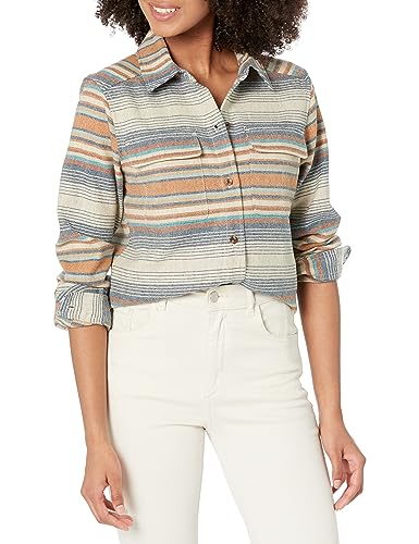 Photo 1 of Pendleton Women's Long Sleeve Wool Board Shirt, Tan Multi Stripe, XX-Small