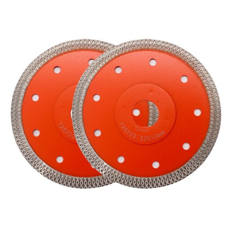 Photo 1 of Porcelain Tile Diamond Blades,2pcs 5 Inch (125mm) x Arbor 7/8" Angle Grinder Diamond Wheel Cutting Disc for Cutting Porcelain Tile Ceramic Marble Granite Saw Blade
