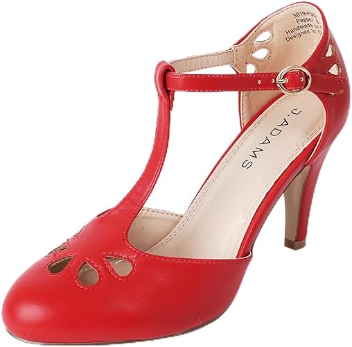 Photo 1 of J. Adams Pepper Mary Janes - Vintage Cutout Low Kitten Heels Retro T Strap Pumps - 7
