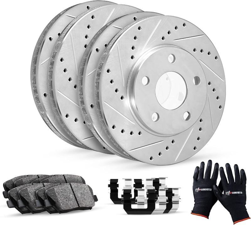 Photo 1 of R1 Concepts Front Rear Brakes and Rotors Kit |Front Rear Brake Pads| Brake Rotors and Pads| Ceramic Brake Pads and Rotors |Hardware Kit