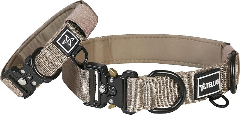 Photo 1 of Stellar Ménage Premium Dog Collar - Adjustable Tactical Collar with Breathable Neoprene Lining & Quick-Release Metal Buckle (Size 1, Bronzite Tan)