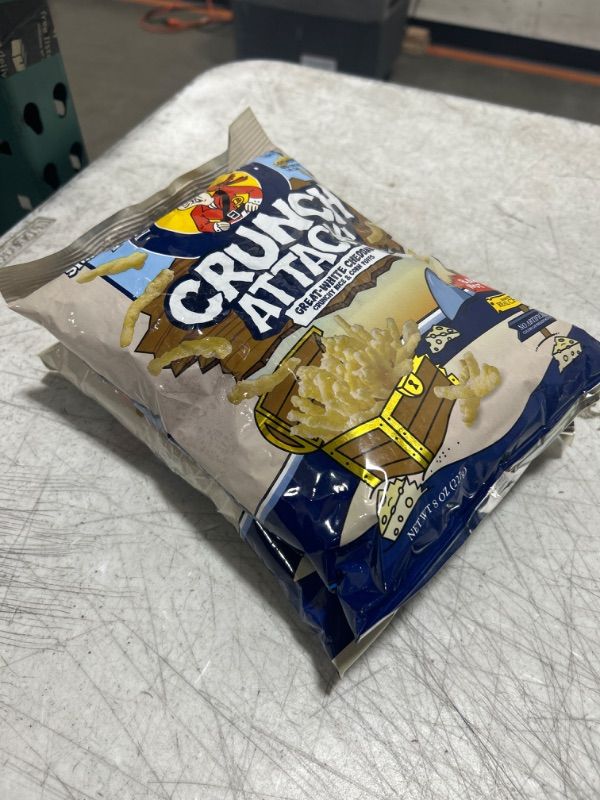 Photo 1 of 2 PACK - Pirate's Booty Crunch Attack, White Cheddar Cheese Puffs, Gluten Free, Crunchy Snack for Kids, 8oz Grocery Size Bag 8 Ounce