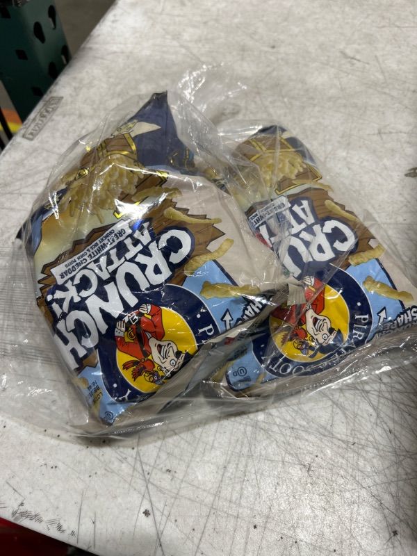 Photo 1 of 2 PACK - Pirate's Booty Crunch Attack, White Cheddar Cheese Puffs, Gluten Free, Crunchy Snack for Kids, 8oz Grocery Size Bag 8 Ounce
