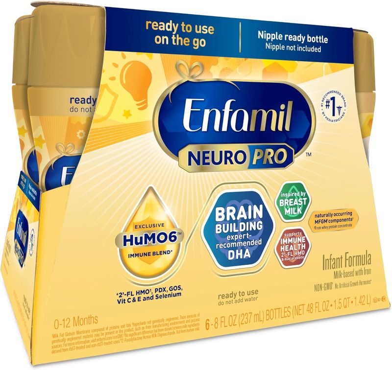 Photo 1 of Enfamil Neuro Pro Infant Formula, with Iron, Milk-Based, Infant - 6 pack, 8 fl oz bottles