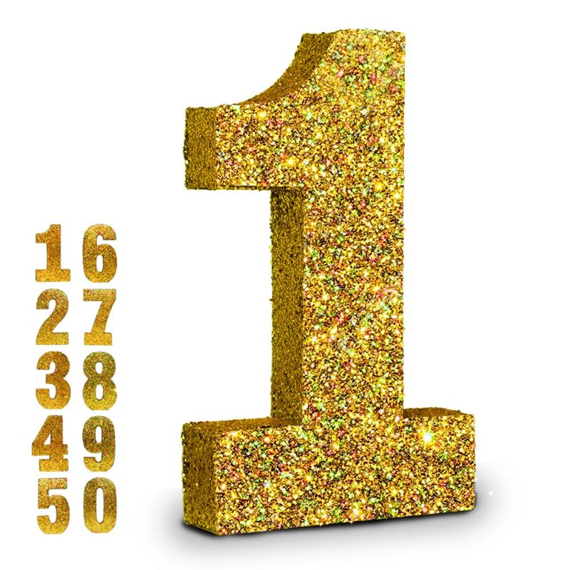 Photo 1 of Glitter number 10inch (10 inch, Gold-1)