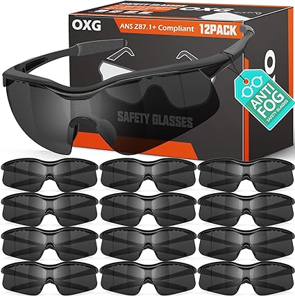 Photo 1 of OXG 12 Pack Anti Fog Safety Glasses for Men, ANSI Z87.1 Safety Goggles Impact Scratch Resistant Eye Protection for Work 